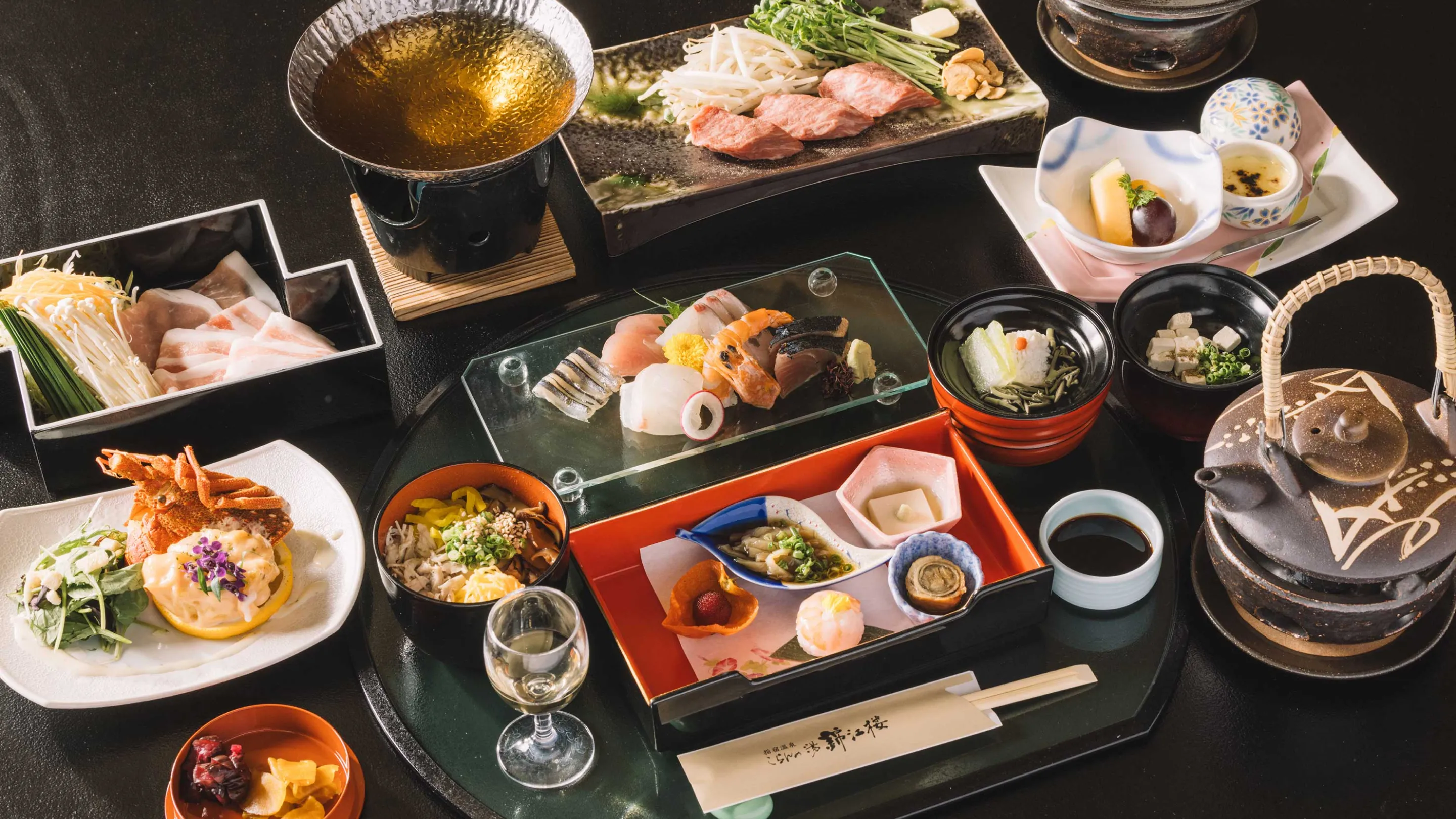 A table set with various dishes